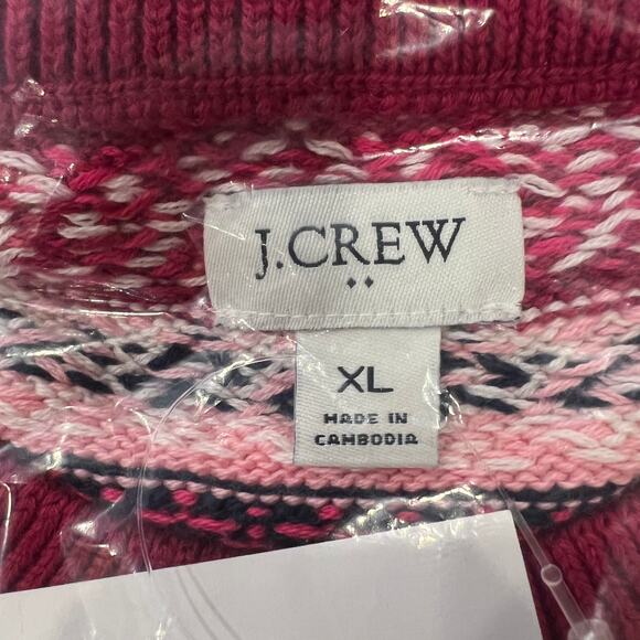 NWT J. Crew Pink, Green & Blue Fair Isle Cotton Sweater - Picture 7 of 10